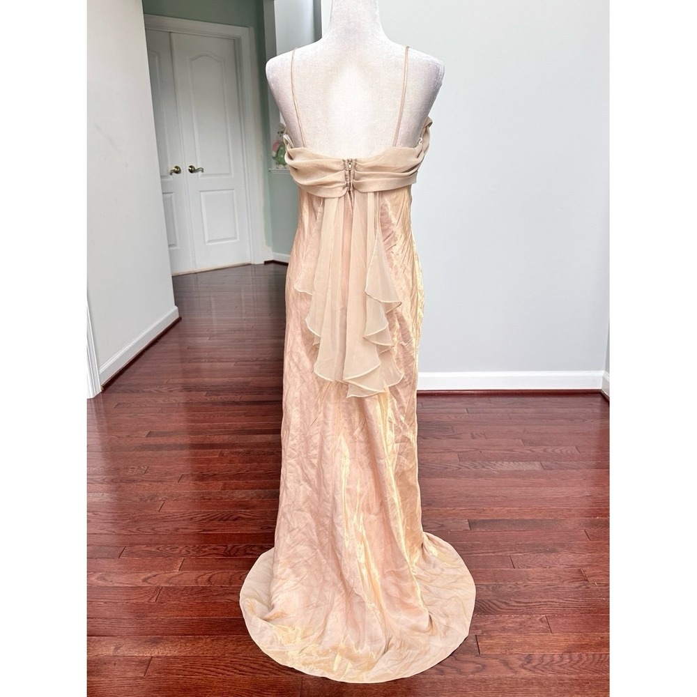 Vintage 2000s Dollar Metallic Gold Cowl Neck Simple Elegant Fairy Gown Dress XL - Picture 4 of 12